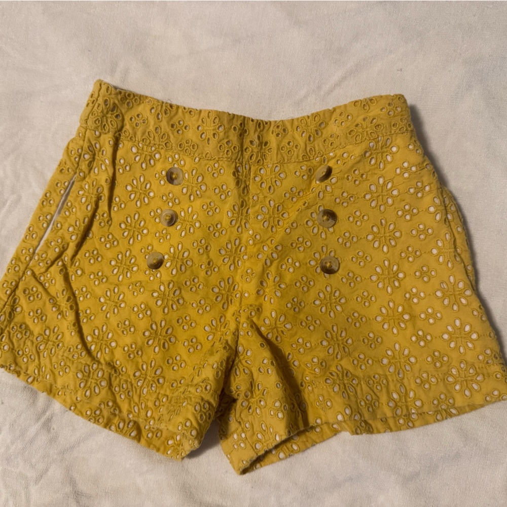 Kate Quinn Yellow Eyelet Shorts
